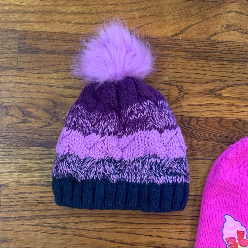 Girls Winter Hats Beanies JoJo Siwa girls' pink winter beanie hat w/ purple bow - Picture 8 of 11